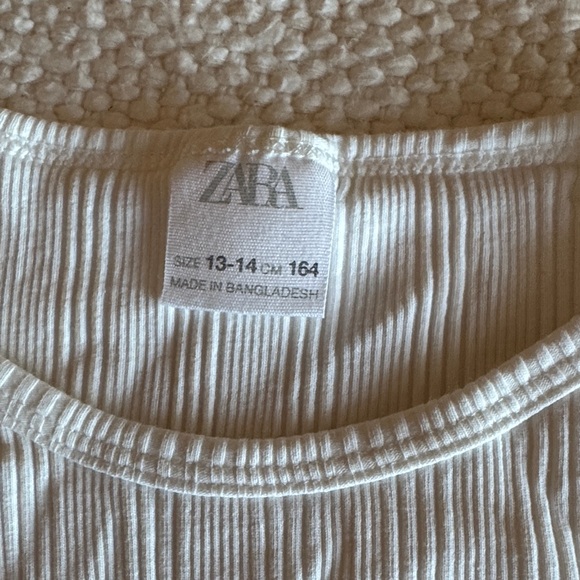 Zara Cream Ribbed Tee - Picture 4 of 5